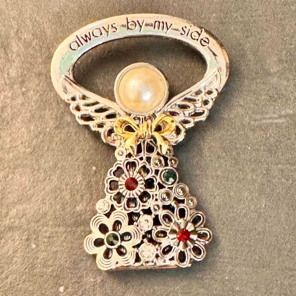 Texas Angels Cherub Angel Charm Pendant Rhinestone‎ Pearl Always By My Side